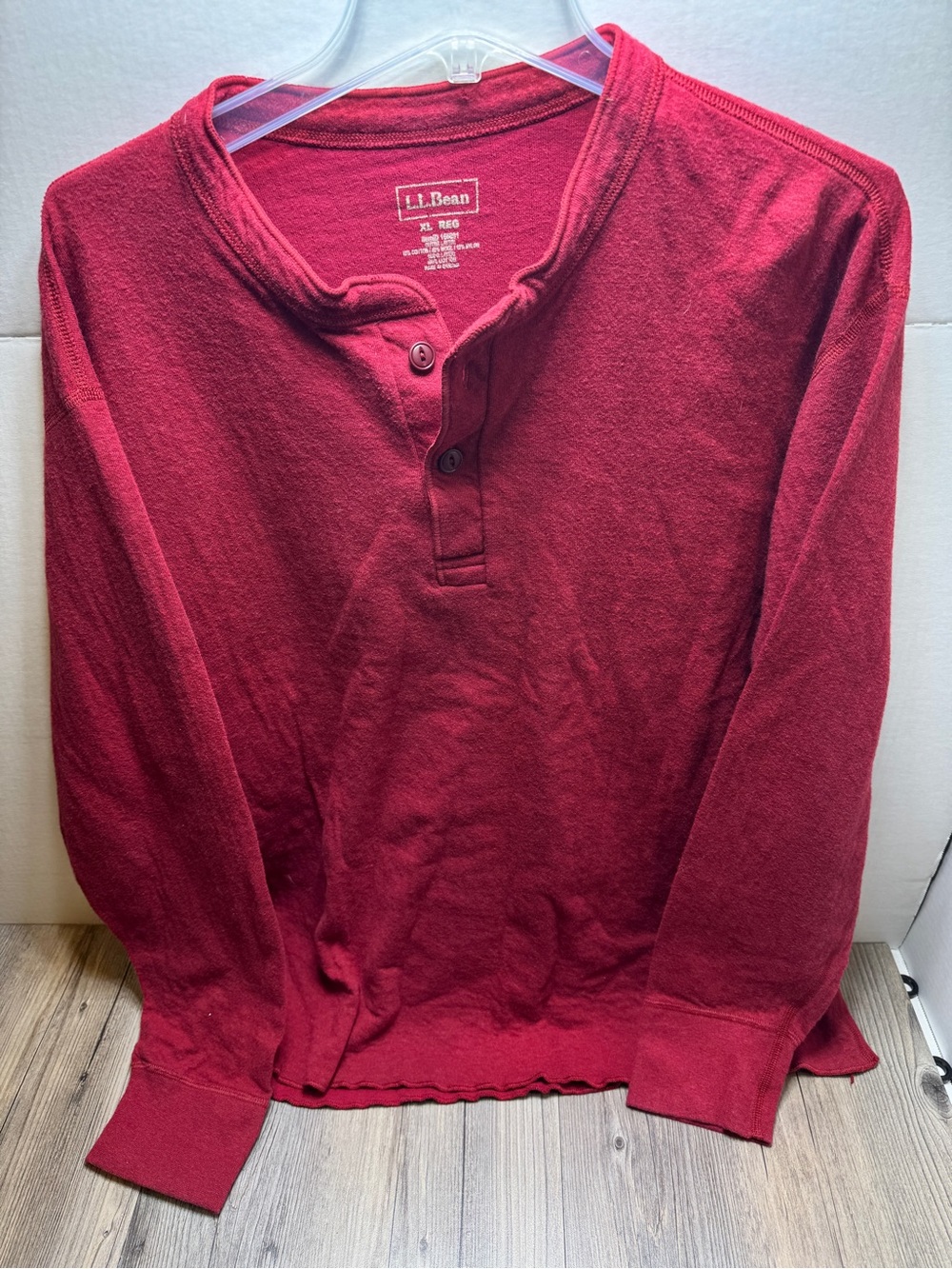 L.L. Bean Long Sleeved Wool Blend Henley River Driver Thermal Shirt Men's XL Reg